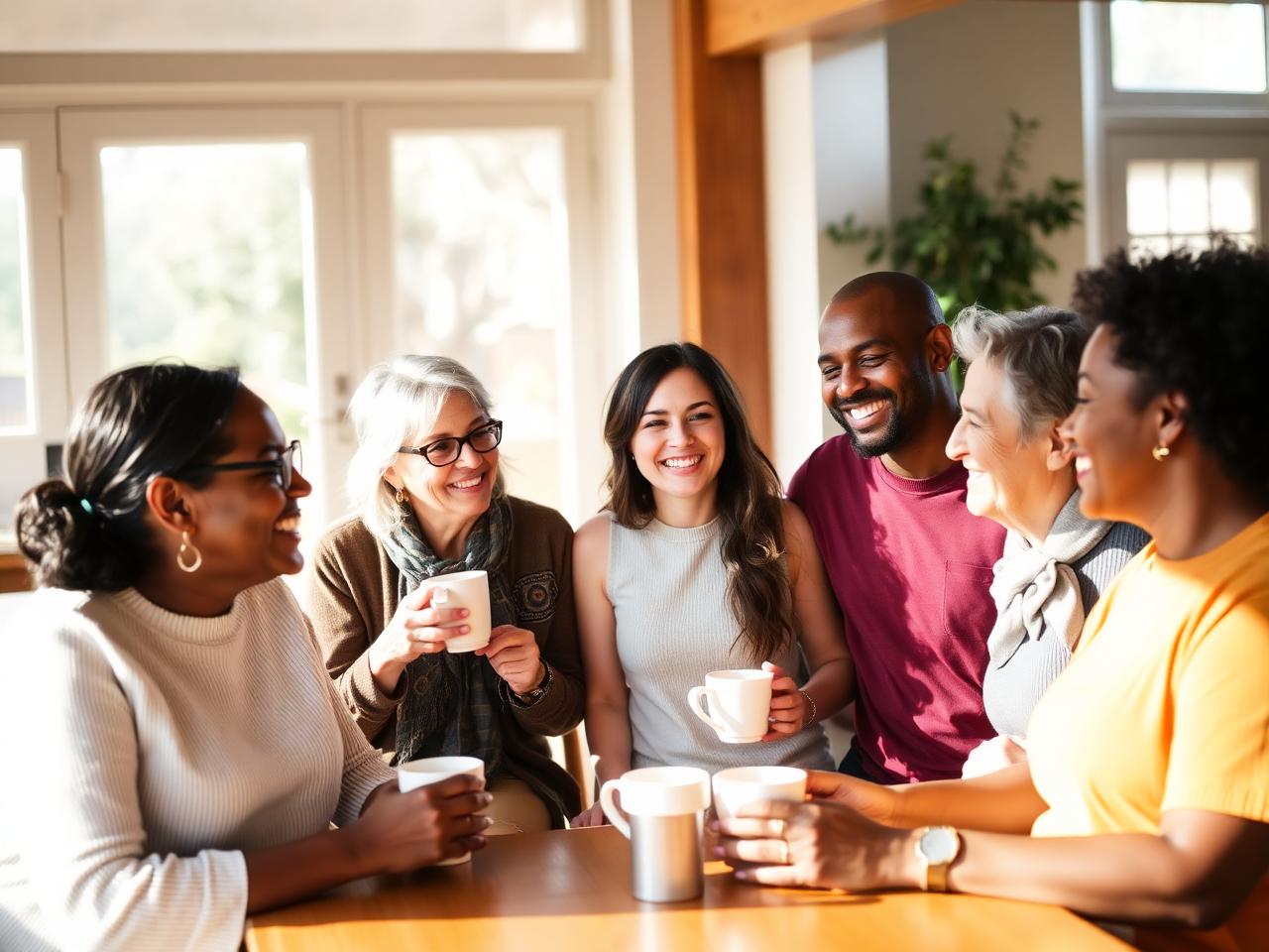 Members sharing coffee and conversation