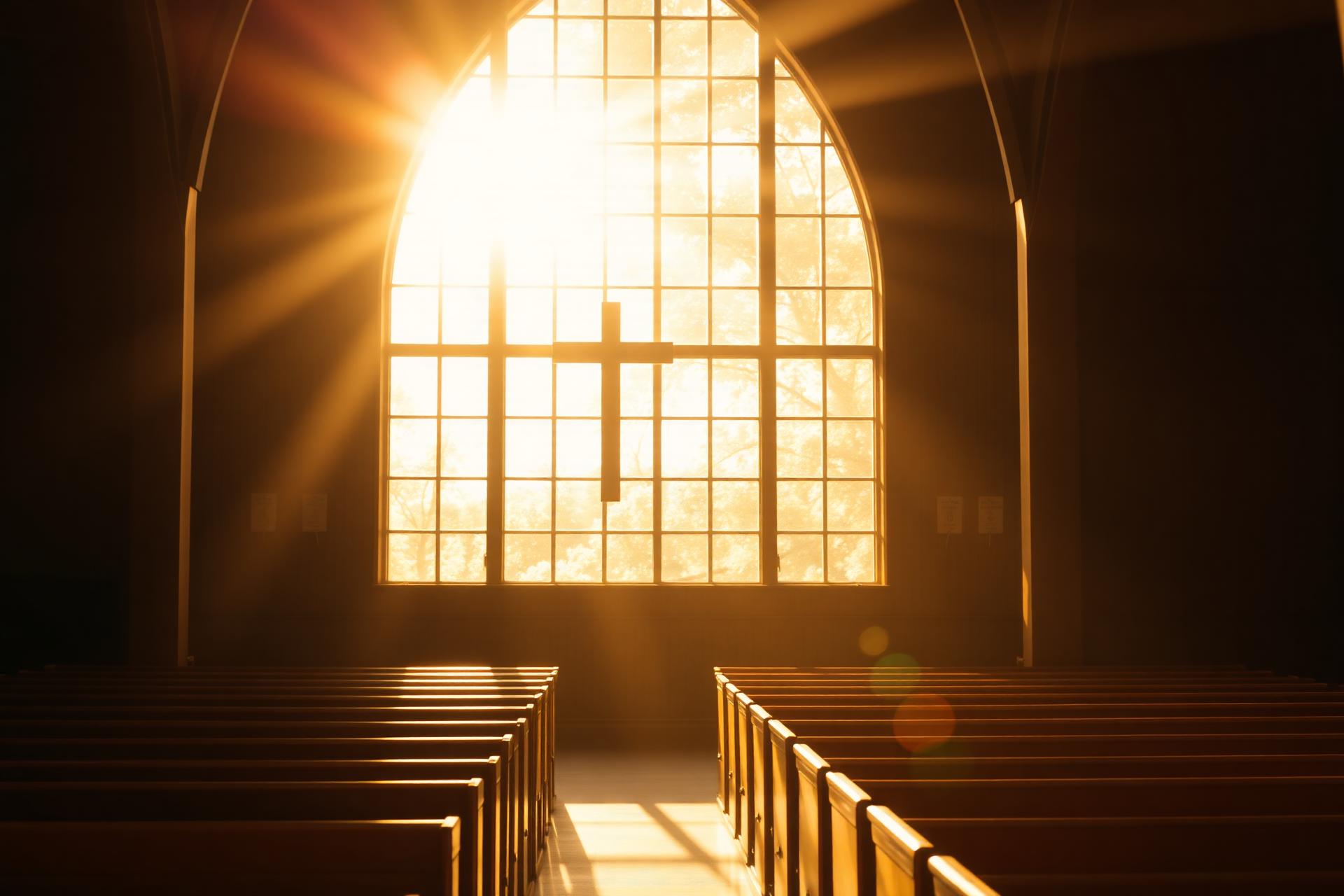 Sunlight streaming through the sanctuary window