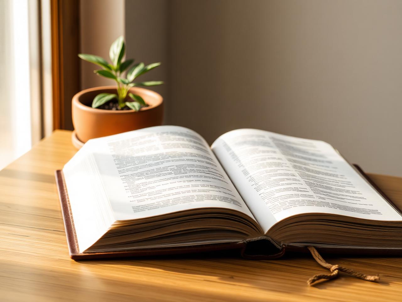 Open bible on a table